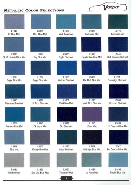 Paint Shop Colour Chart Automotive Automotive Color Chart 2017